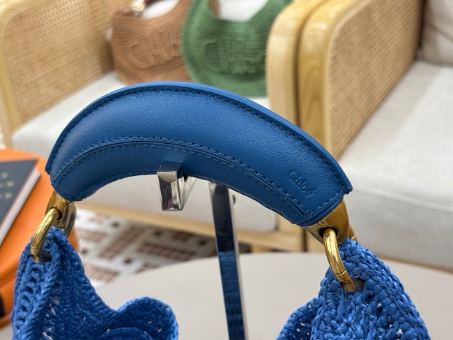 Chloe SUMMER straw and leather tote bag 1668 blue