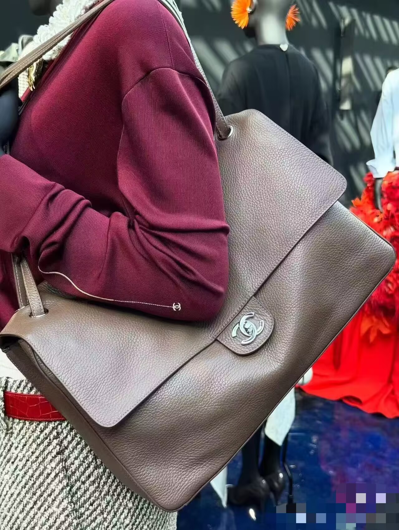 Chanel 26SS Original Leather Tote Shopping Bag 1A013 Gray