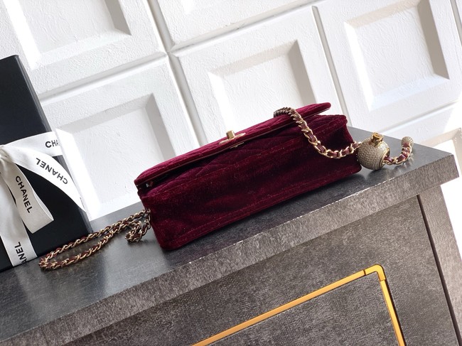 Chanel velvet Wallet On Chain AP1450 burgundy