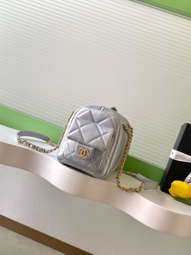 Chanel Lambskin Bowling Bag AS5791 Silver
