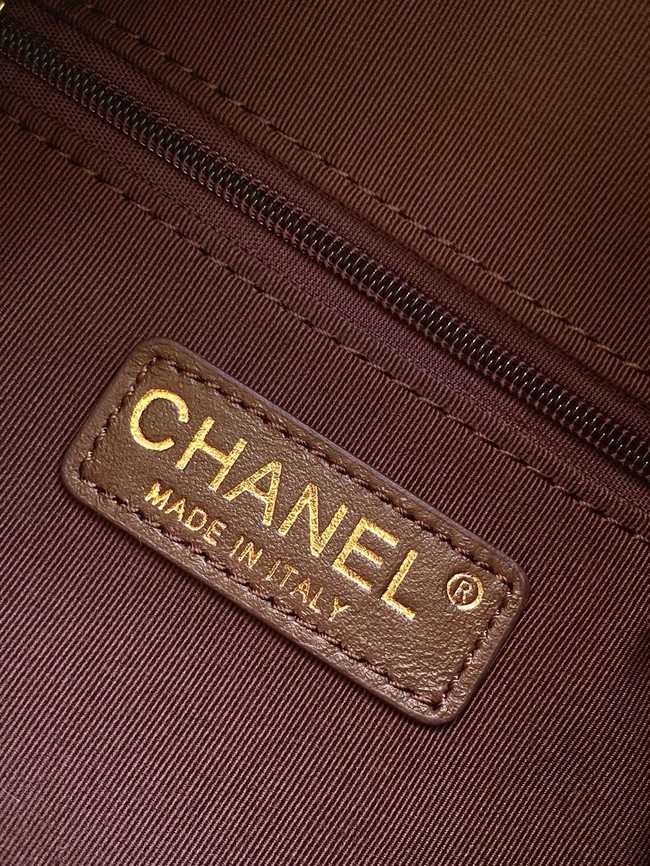 Chanel velvet Bowling Bag AS5791 dark brown