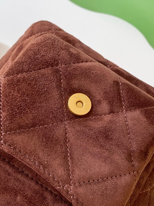 Chanel velvet Small Bowling Bag AS5792 dark brown