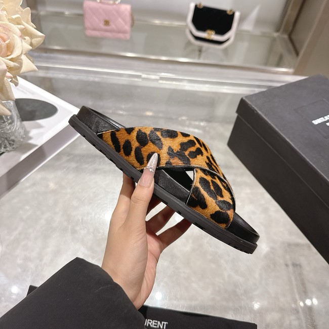 Saint Laurent NICHOLS slides in pony hair leather 08140-1