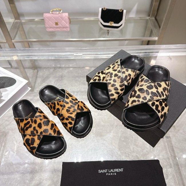 Saint Laurent NICHOLS slides in pony hair leather 08140-1