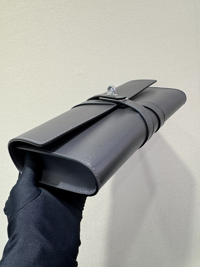 Hermes swift Leather Clutch 37568 dark gray