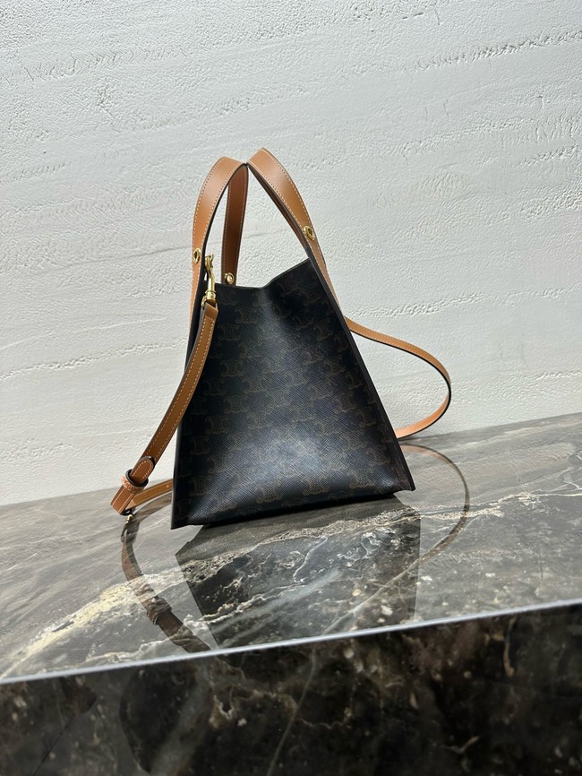 Celine SMALL CUBE BAG IN Triomphe Canvas and NATURAL Calfskin 124182 MIEL