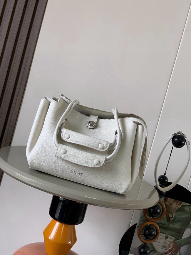 Loewe Medium soft grain leather Madrid bag 9147 light gray