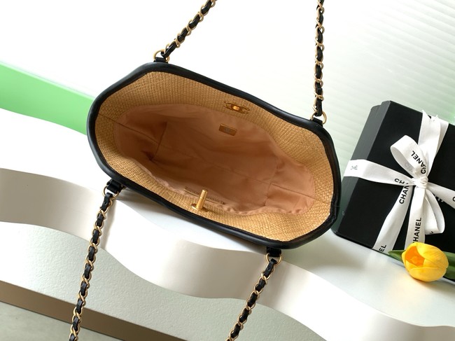 CHANEL Small Tote Braided Raffia AS6015 brown