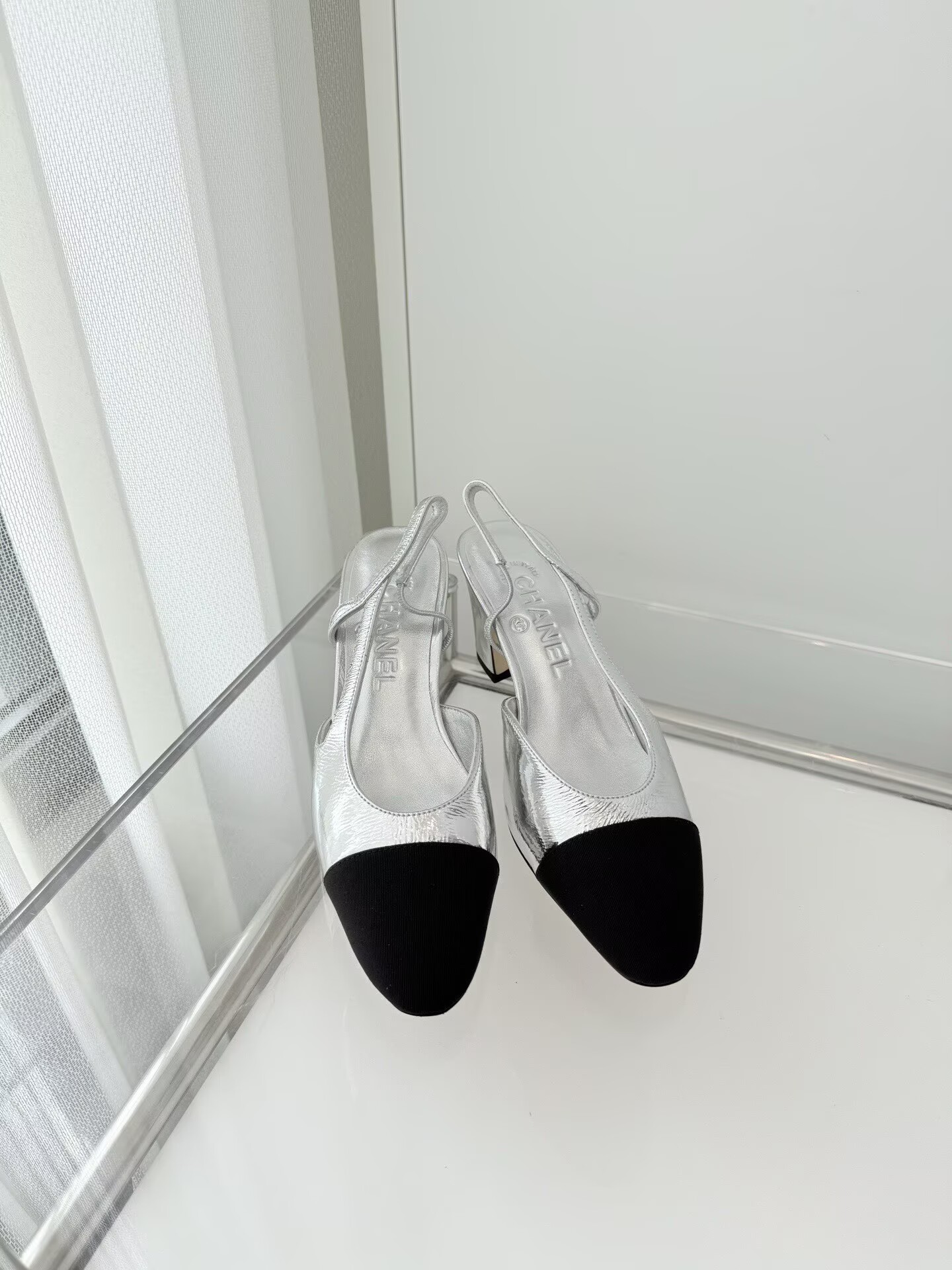 Chanel Sandals Calfskin Shoes 6.5CM Heels 63013 Silver