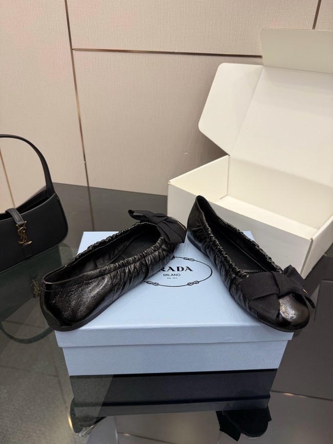 Prada Mordore nappa leather ballerinas with bow 55723-1
