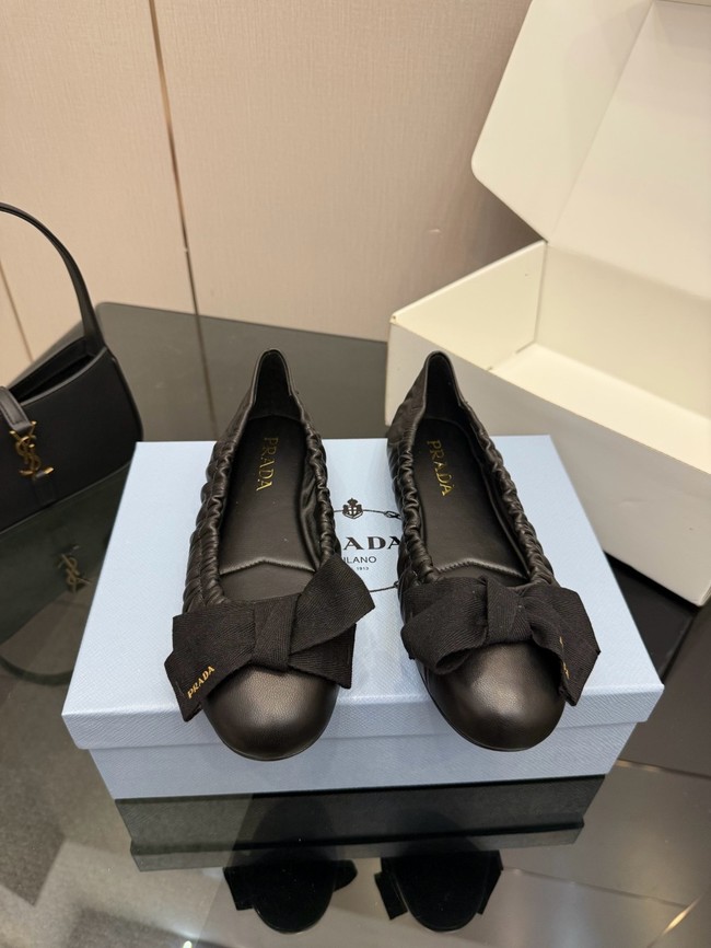 Prada Mordore nappa leather ballerinas with bow 55723-4