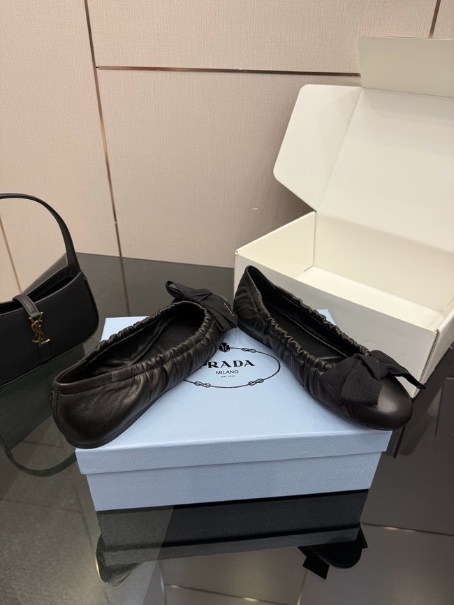 Prada Mordore nappa leather ballerinas with bow 55723-4