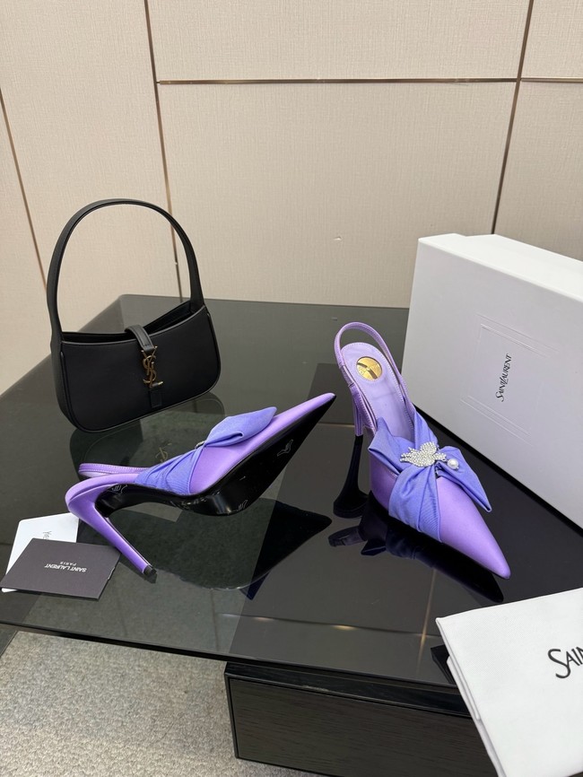 Saint Laurent AMALIA slingback pumps in satin crepe Heel 10.5CM 55726-11