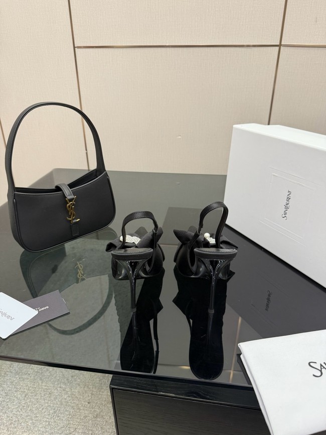 Saint Laurent AMALIA slingback pumps in satin crepe Heel 10.5CM 55726-12