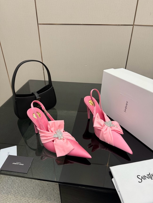Saint Laurent AMALIA slingback pumps in satin crepe Heel 10.5CM 55726-4