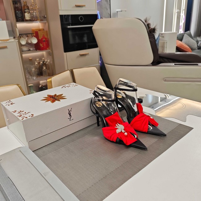 Saint Laurent AMALIA slingback pumps in satin crepe Heel 10.5CM 35964-9