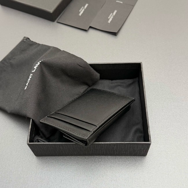 SAINT LAURENT UPTOWN FLAP CARD CASE IN GRAIN DE POUDRE LEATHER 612808-1