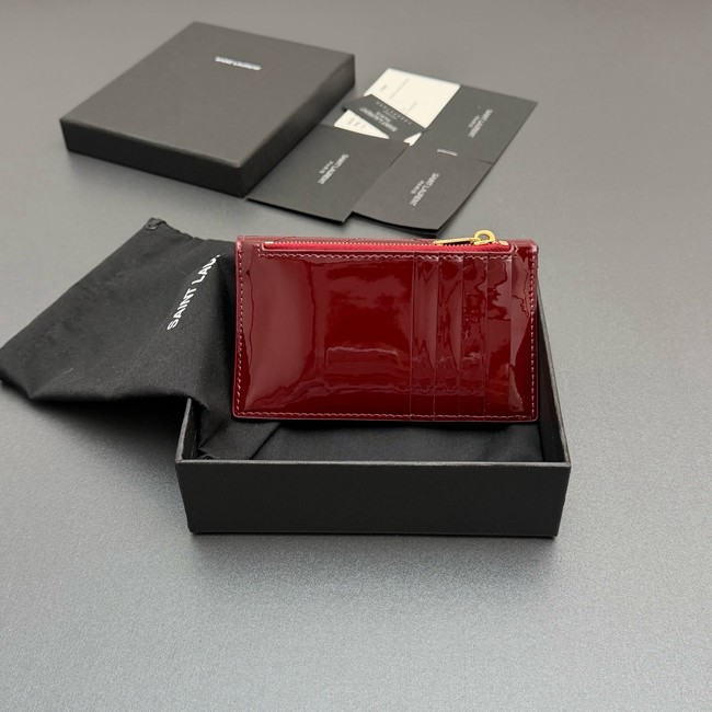 SAINT LAURENT UPTOWN FLAP CARD CASE IN GRAIN DE POUDRE LEATHER 612808-3