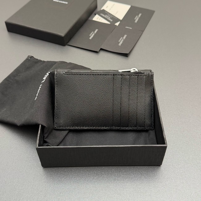 SAINT LAURENT UPTOWN FLAP CARD CASE IN GRAIN DE POUDRE LEATHER 612808-5