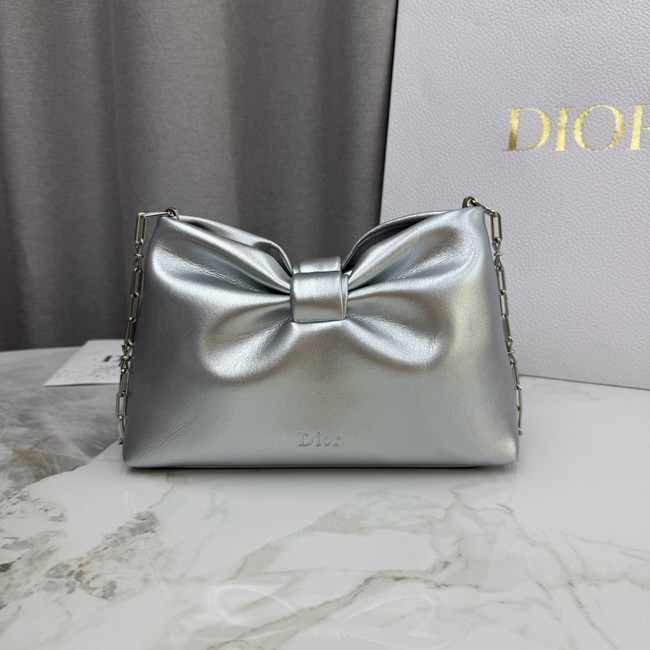 Small Dior Bow Bag Lambskin M0715P Silver-Tone