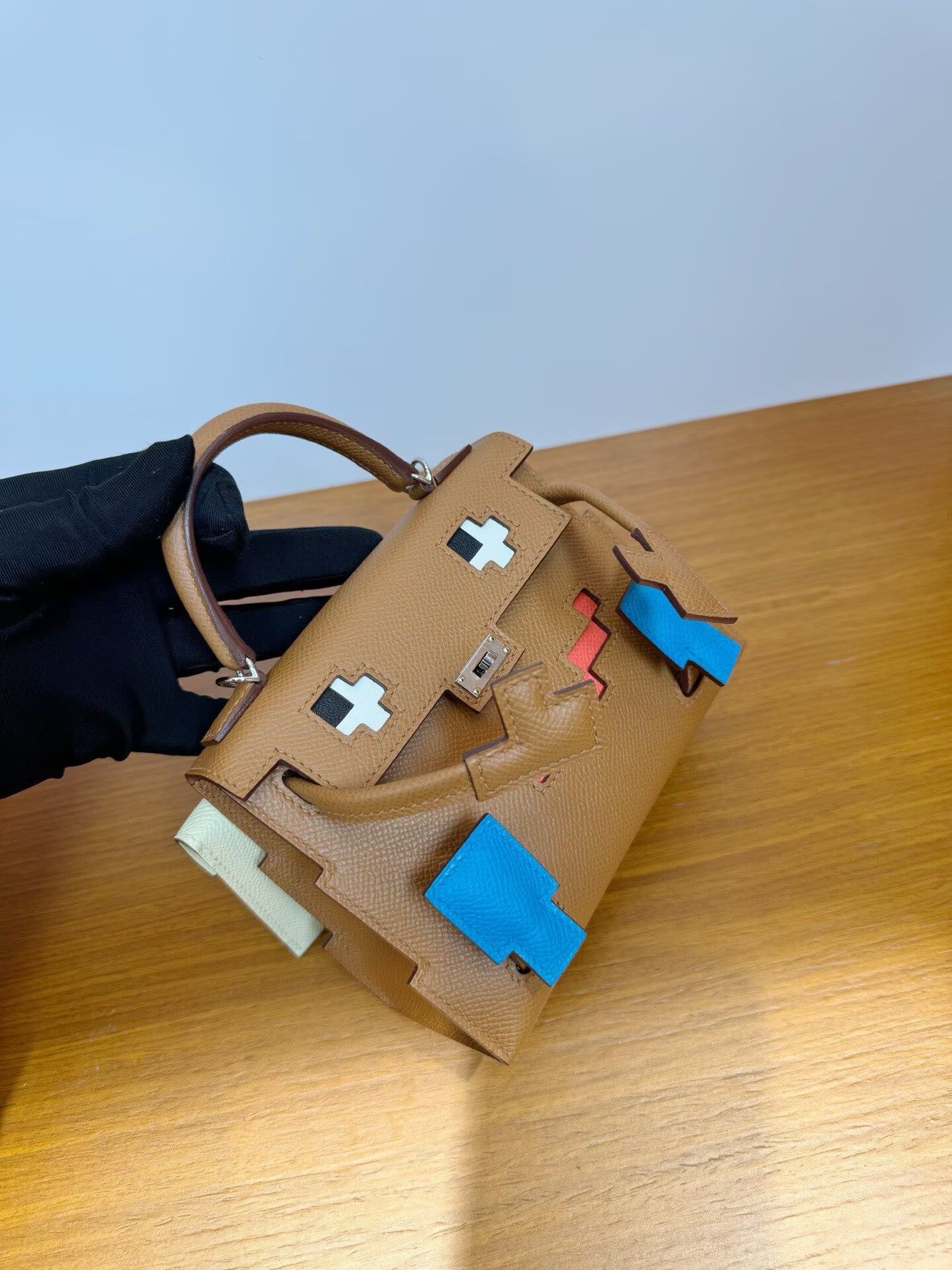 Hermes Original Epsom Leather Mosaic Figure Bag H6302 Brown