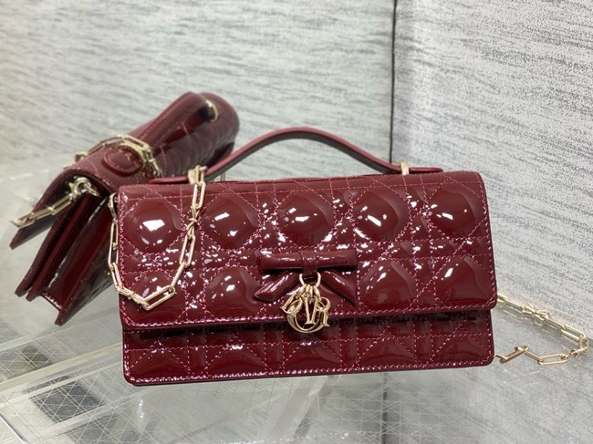 My Dior Mini Bag Cannage patent leather S0984PU wine red