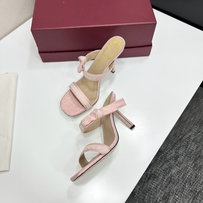 Dior Heeled Sandal with JAdior Straps Embroidered Cotton KCO538NV-1