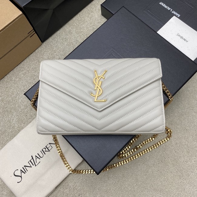 SAINT LAURENT WOC Classic Monogramme Flap Bag 360452 light gray