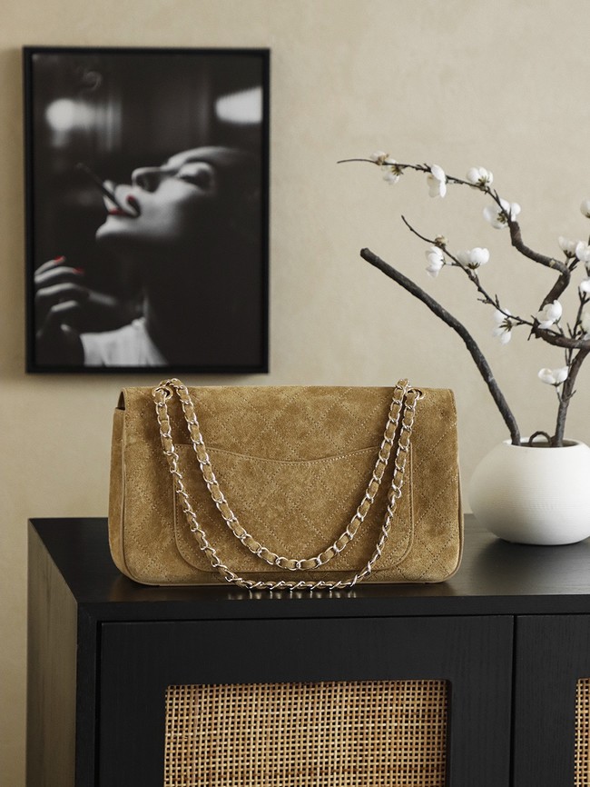 CHANEL Maxi Flapbag Suede Calfskin AS6233 brown
