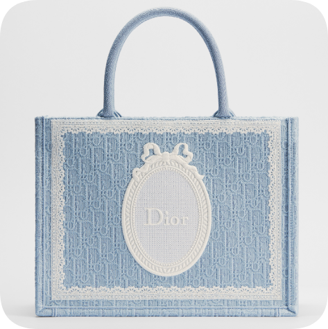 Medium Dior Book Tote with Strap M1354PEH Celestial Blue