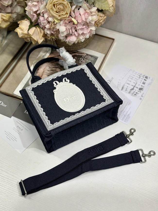 Small Dior Book Tote with Strap Embroidery M1404PE-2