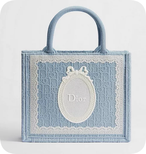 Small Dior Book Tote with Strap M1404PE Celestial Blue