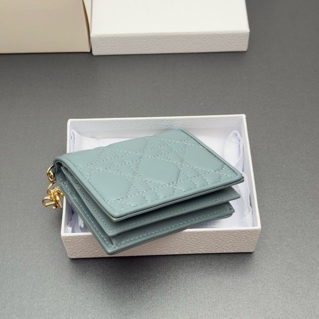 LADY DIOR LOTUS WALLET CANNAGE LAMBSKIN S0178 blue