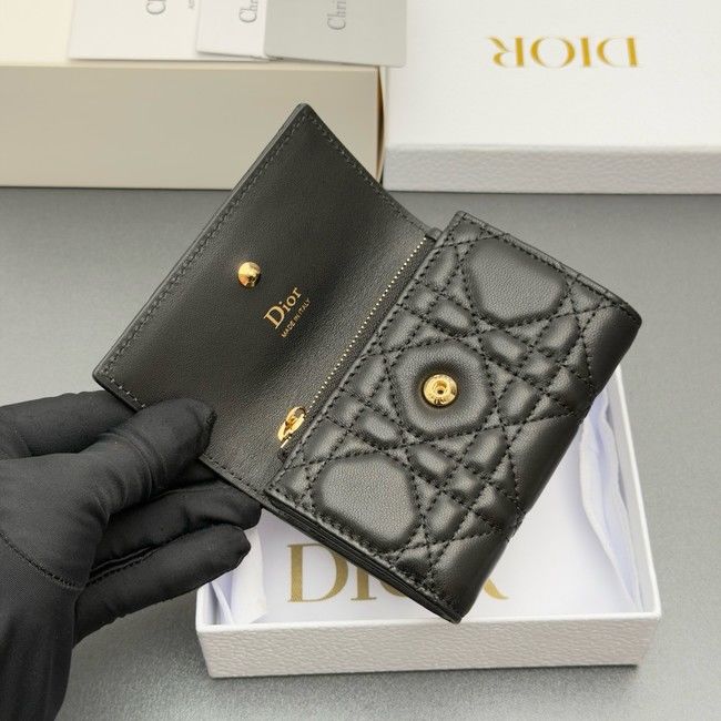 LADY DIOR LOTUS WALLET CANNAGE LAMBSKIN S2067 black