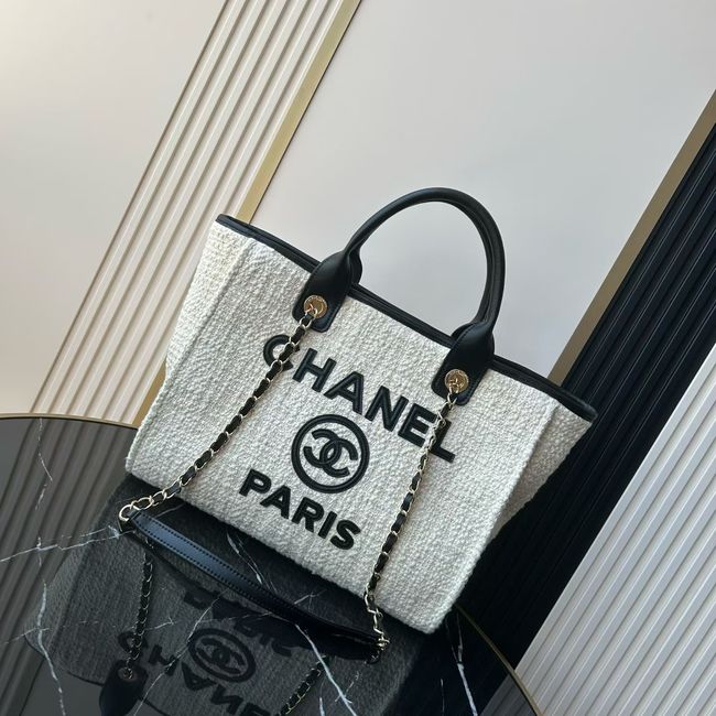 CHANEL Shopping Bag AS3257 white&black