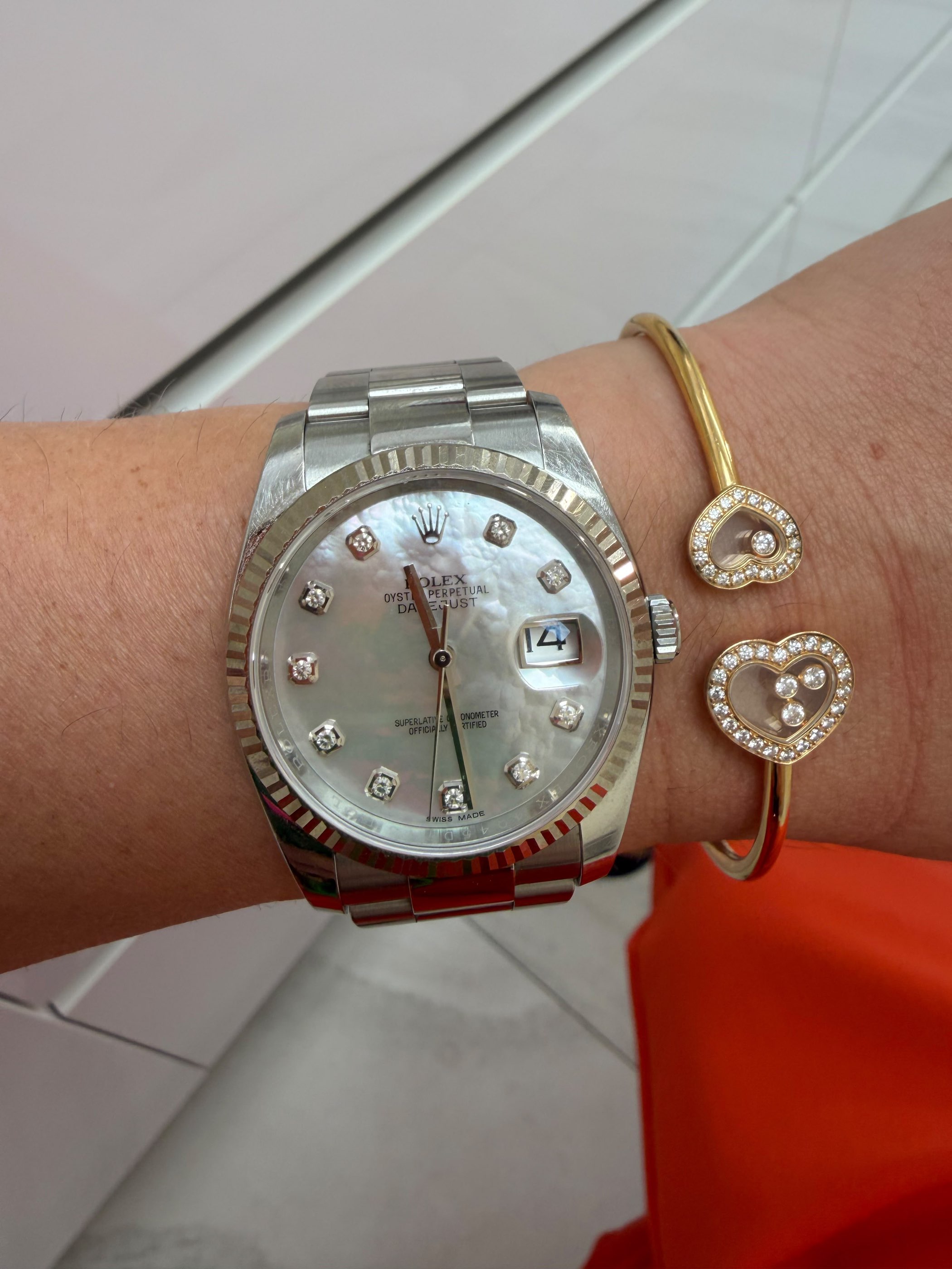 Rolex Watch Day-Date 31mm 36MM White Fritillaria Dial Silver Bracelet RDD63289