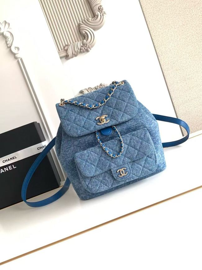 CHANEL Backpack AS3618 Denim Blue