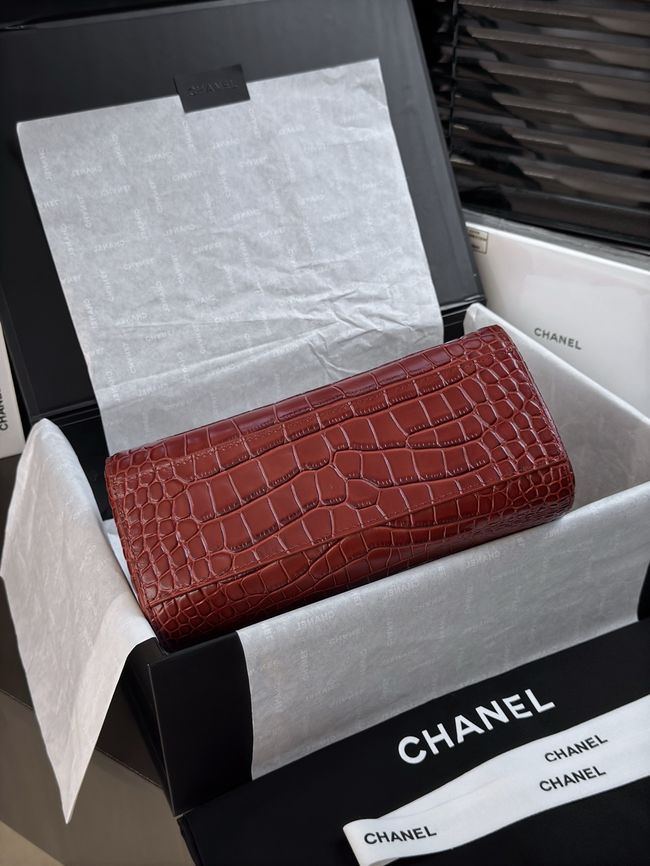 Chanel Clutch with chain Crocodile Embossed AP5294 Burgundy