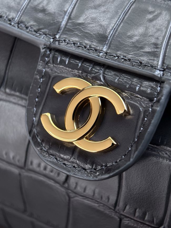 Chanel Clutch with chain Crocodile Embossed AP5294 dark gray