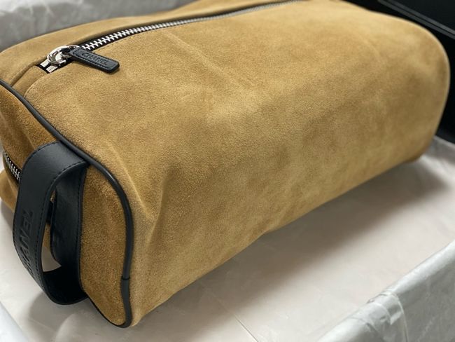 Chanel Large Suede Calfskin Zipped Pouch AP5267 brown