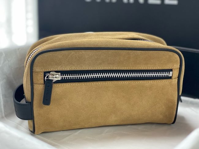 Chanel Suede Calfskin Zipped Pouch AS5226 brown