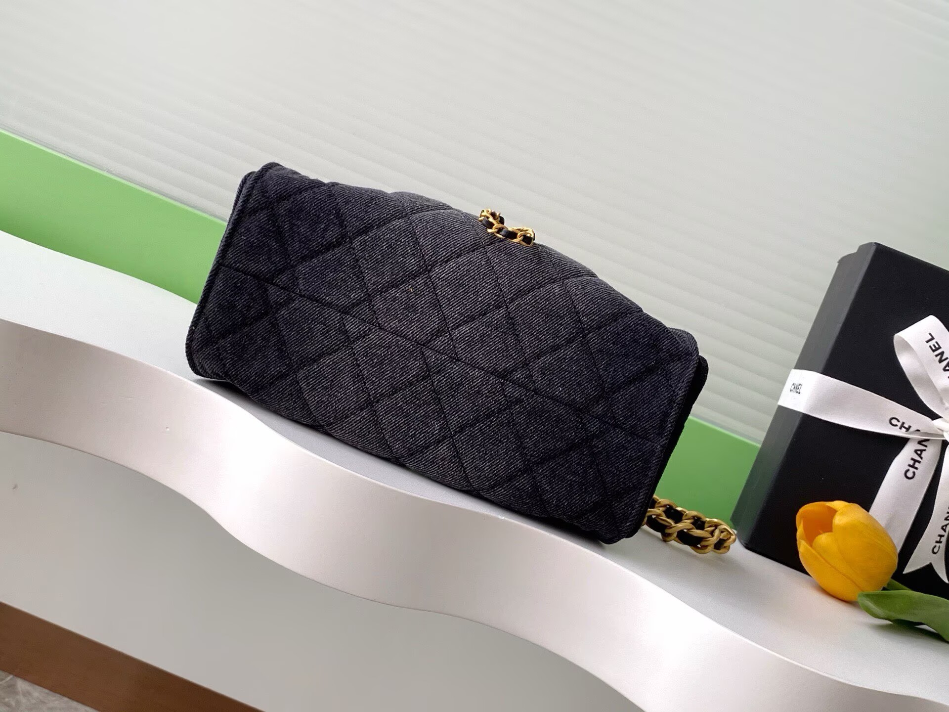 CHANEL 25 MINI HANDBAG Retro Denim AS5631 Black & Gray Gradient