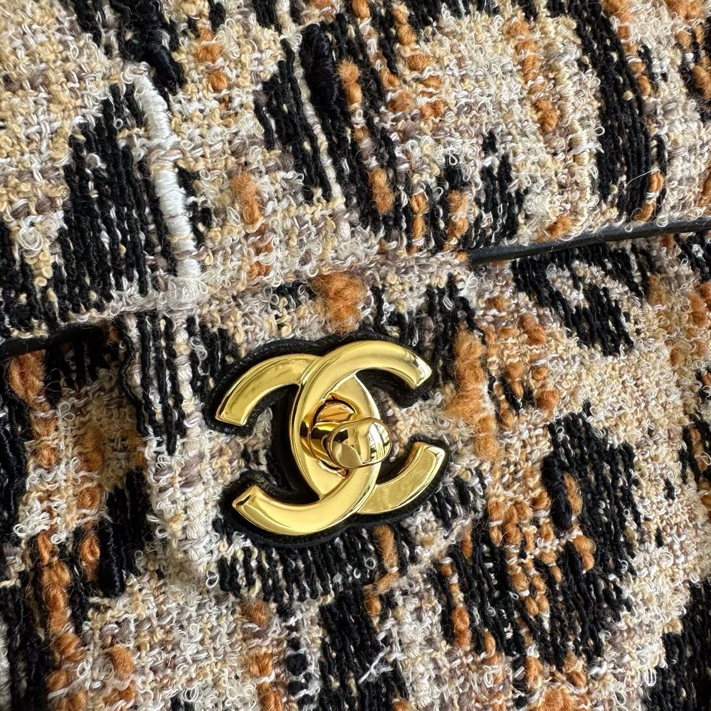 Chanel 26A CF Maxi Flap Tweed Bag AS5640 Leopard Print