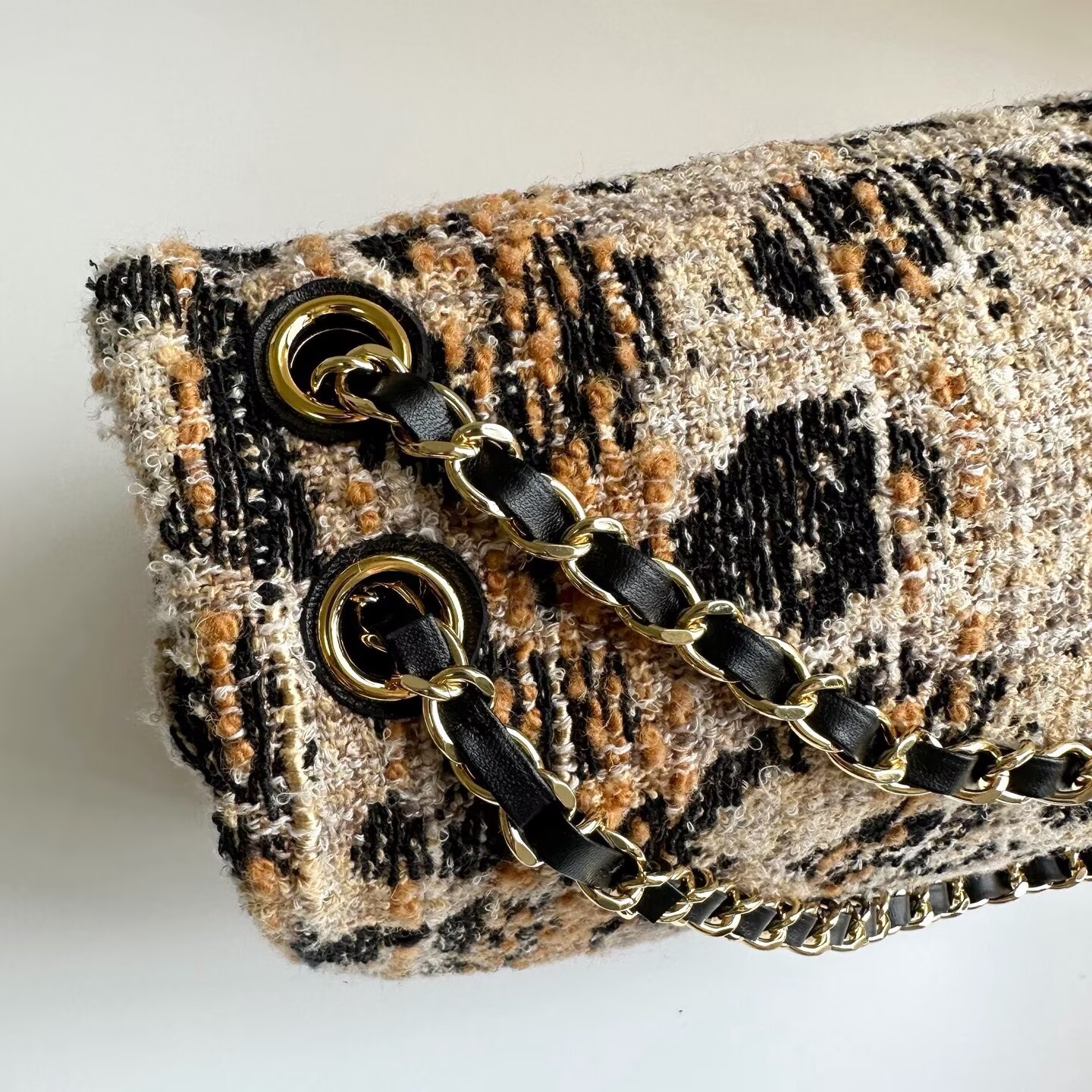 Chanel 26A CF Maxi Flap Tweed Bag AS5640 Leopard Print