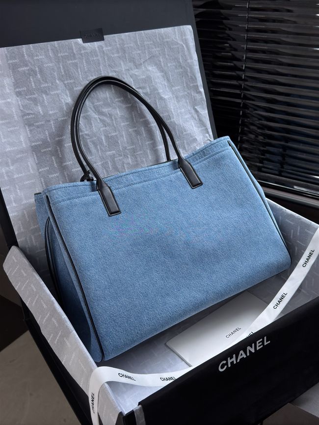 Chanel Large Shopping Bag AS6289 Black & denim blue