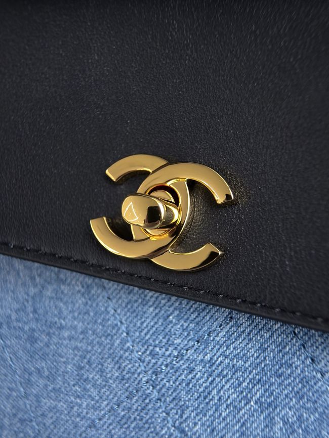 Chanel Small Shopping Bag AS6288 Black & denim blue