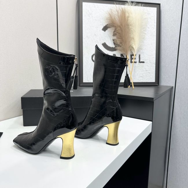 Chanel Mid-Calf Boots Shiny Calfskin 64176-2