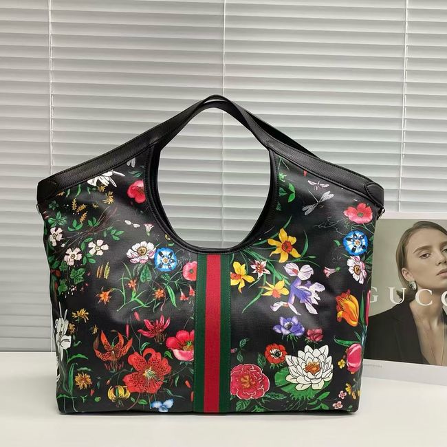 Gucci Giglio Flora large tote bag 853971 black and multicolor