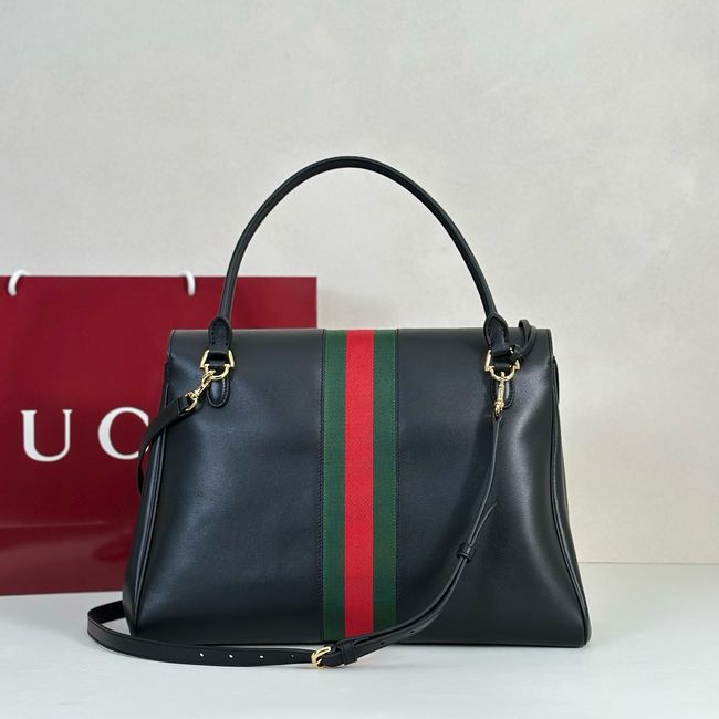 Gucci Paparazzo large top handle bag 875019 black leather