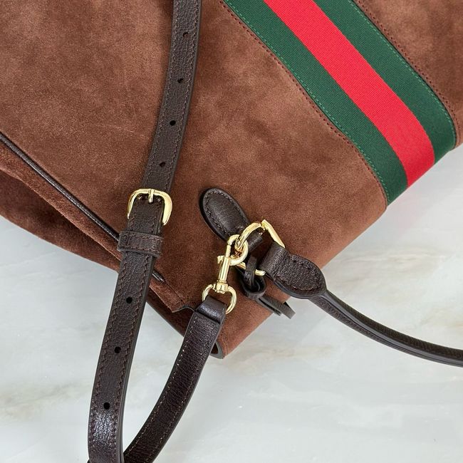 Gucci Paparazzo large top handle bag 875019 dark brown suede